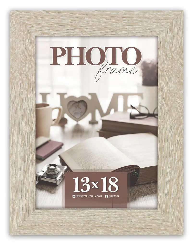 Cadre photo 13x18 ZEP RENTON anti-poussière bois clair pour protéger photos