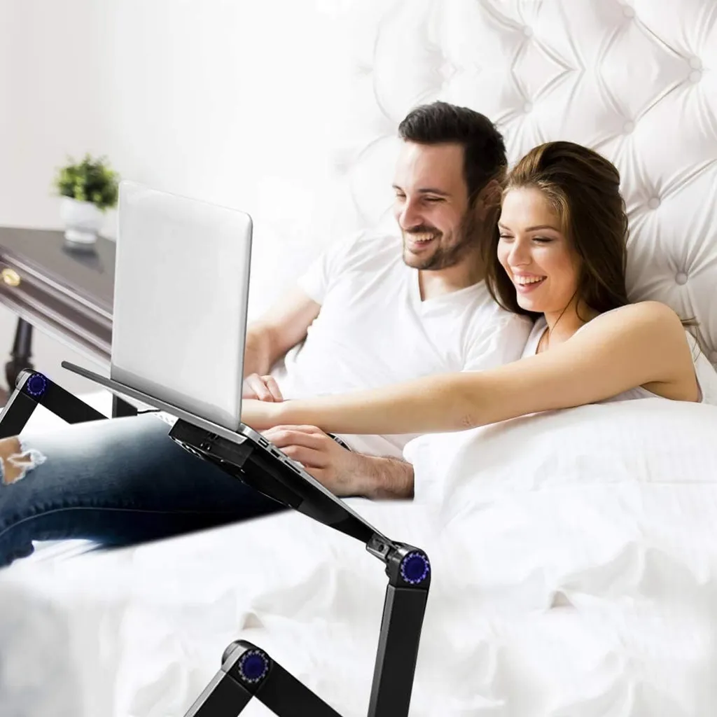 Table d'ordinateur portable pour le lit pliable et orientable noire - 5