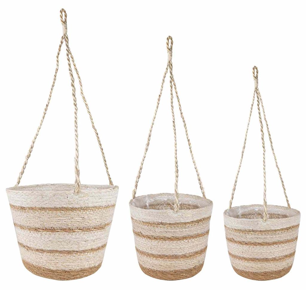 Seegras Pflanzenkörbe 3 pcs Natürlich, Weiß und Beige