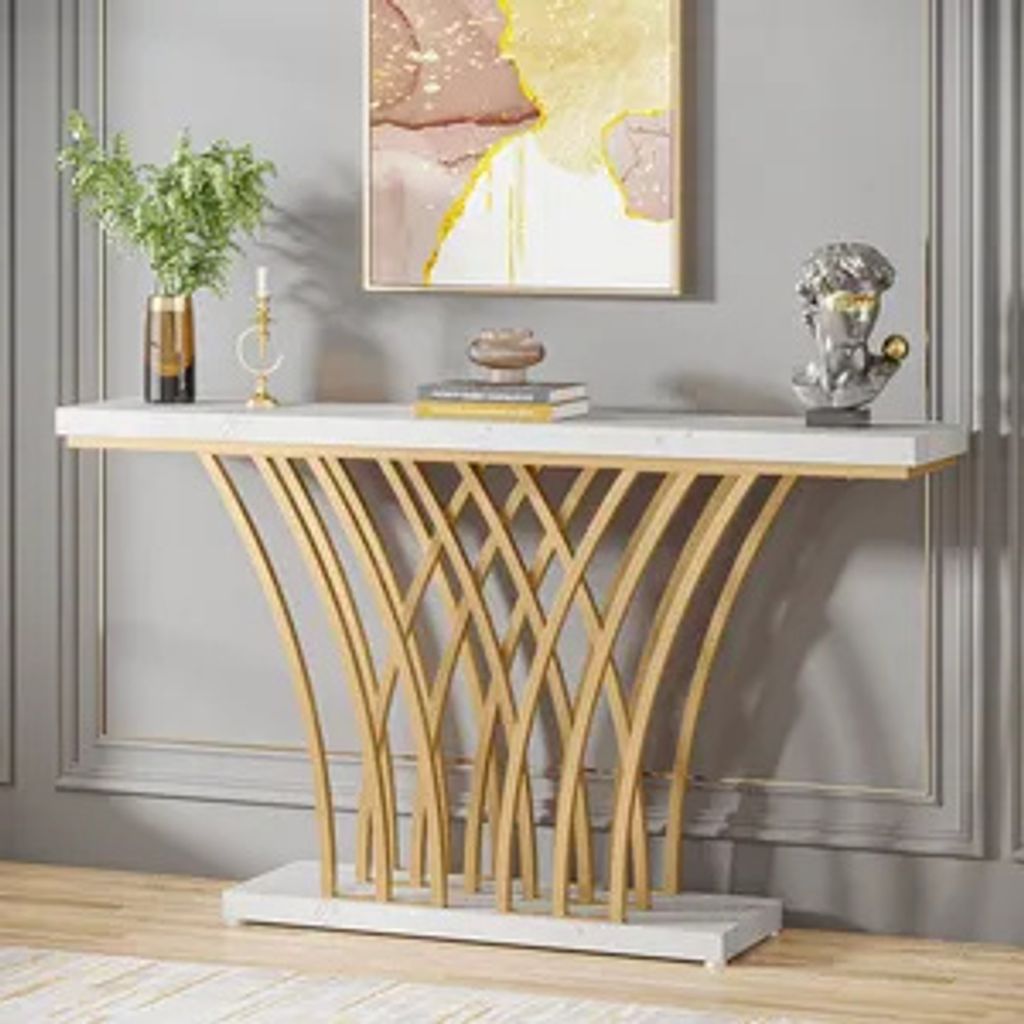 Tribesigns Gold Konsolentisch, 150x30x80 cm Moderner Produktbild 2