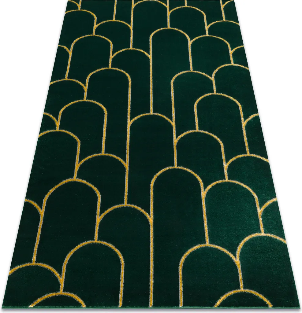 Tapis Glamour Vert Bouteille et Doré EMERALD 1021 Style Art Déco Chic