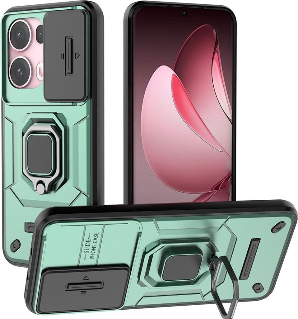 OPPO Reno13 Pro 5G Hülle - Coverup Ring Ständer Back Cover mit Kamera Schutz - Grün