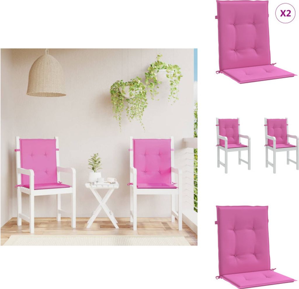 vidaXL Niedriglehner-Auflagen 2 Stk. Rosa Stoff - Sitzpolster