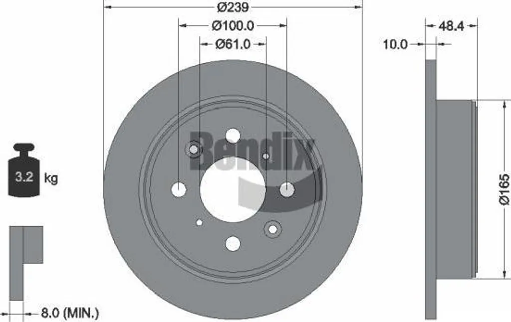 Disque de frein haute performance BENDIX BDS2019 en acier haute teneur