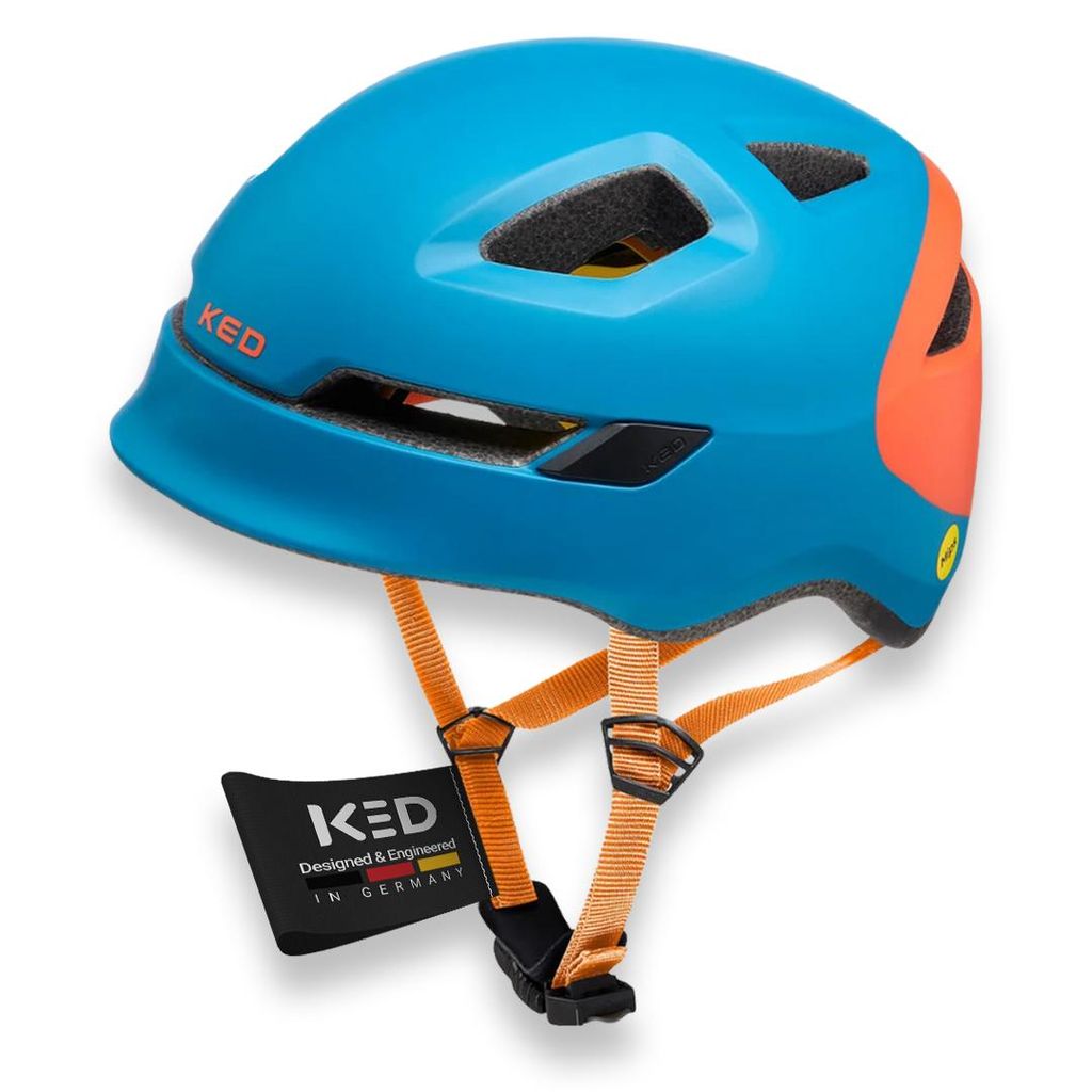 KED Pop II Kinder Fahrradhelm Mit Optimierter Passform Und LED Rücklicht – Verbesserte Belüftung Farbe: Pop II Petrol Orange Matt Größe: 52-5...