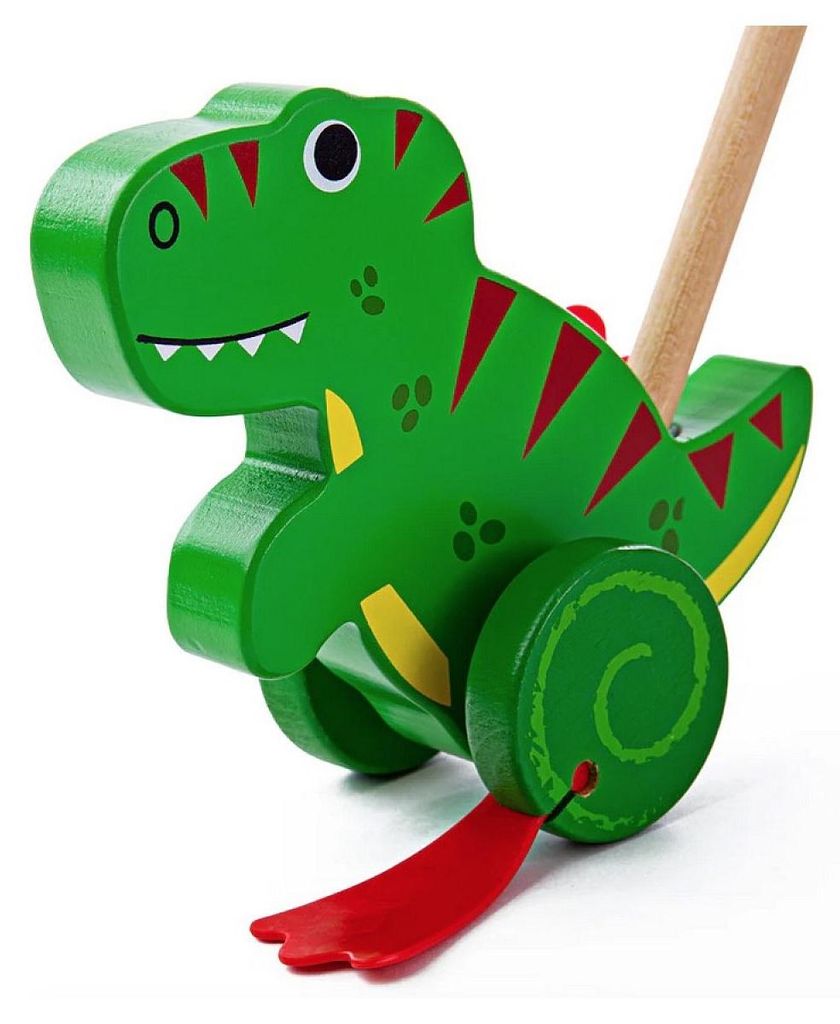 BigJigs Holz Schiebestab T-Rex Dinosaurier Spielzeug für Produktbild 