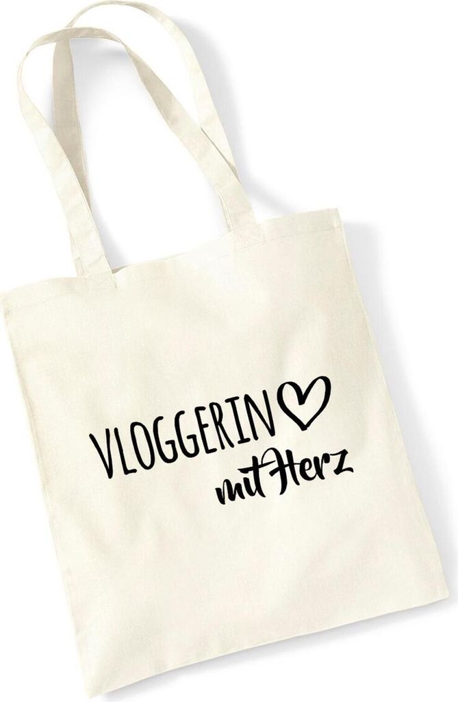 Huuraa Jutebeutel Vloggerin mit Herz 10 Liter Natural Baumwolle Tasche Geschenkidee