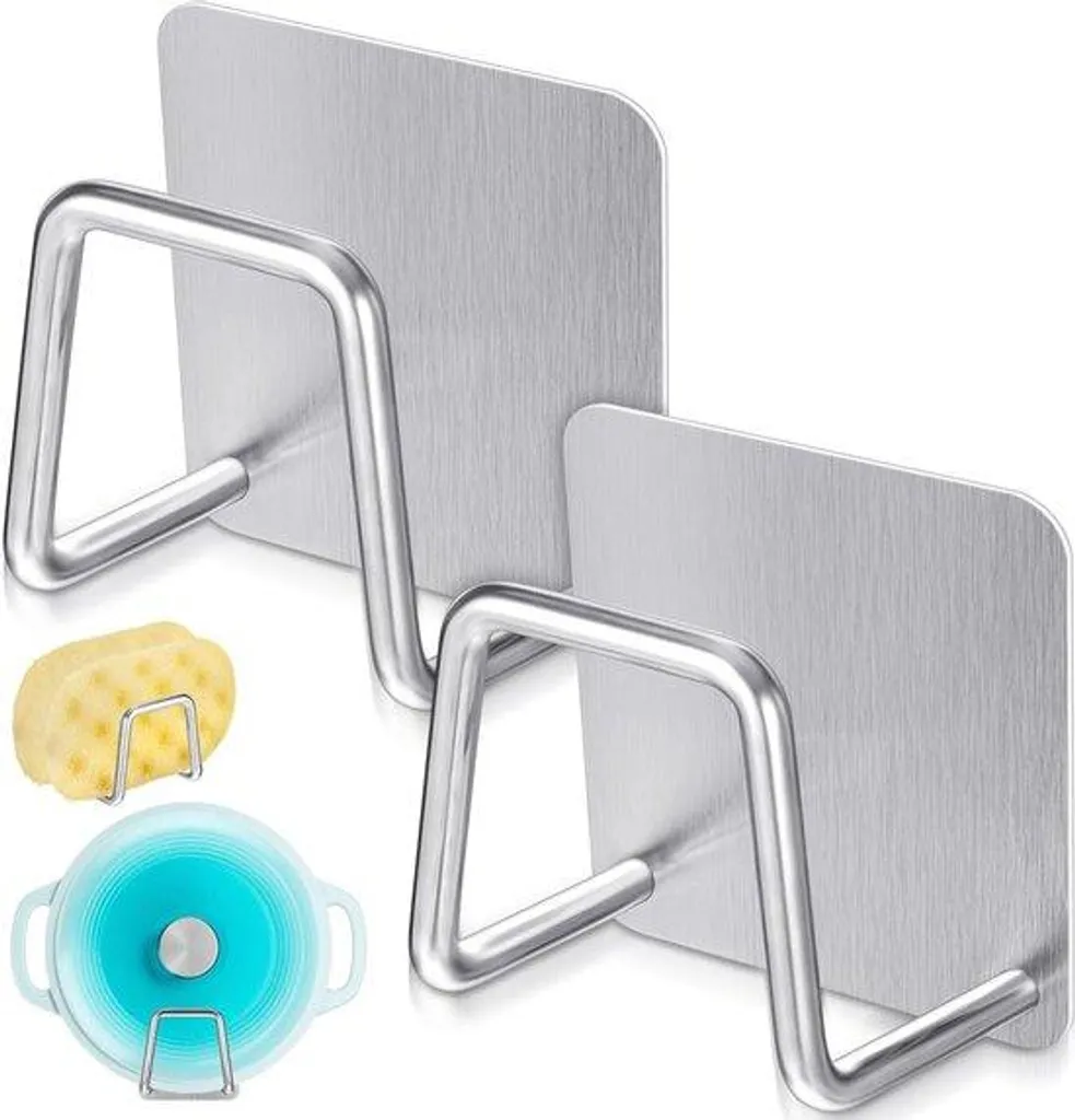 Organisateur d'évier inox pour séchage éponge, lot de 2 supports muraux