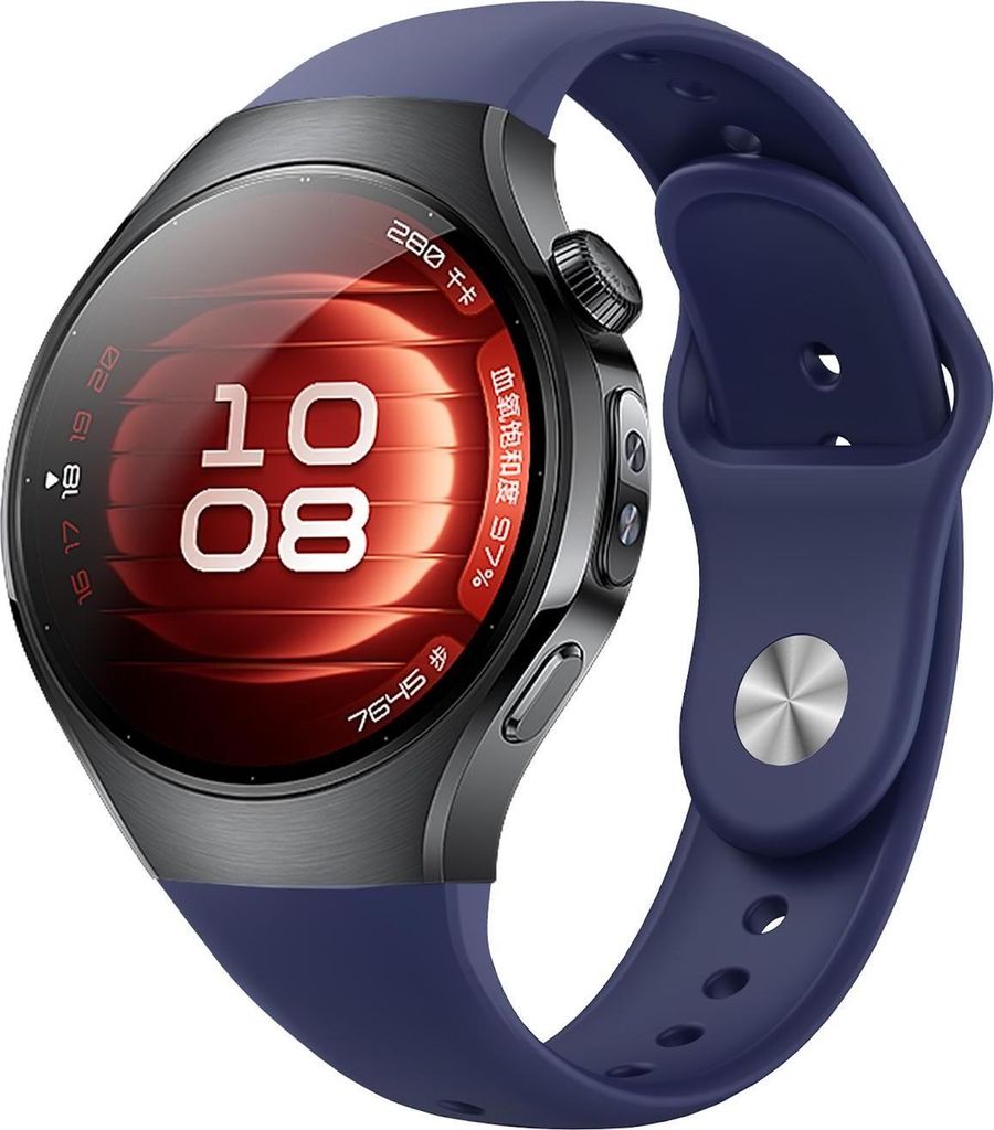 Für Huawei Watch 5 46mm Silikon Reverse Verschluss Ersatz Smart Watch Armband Dunkelblau