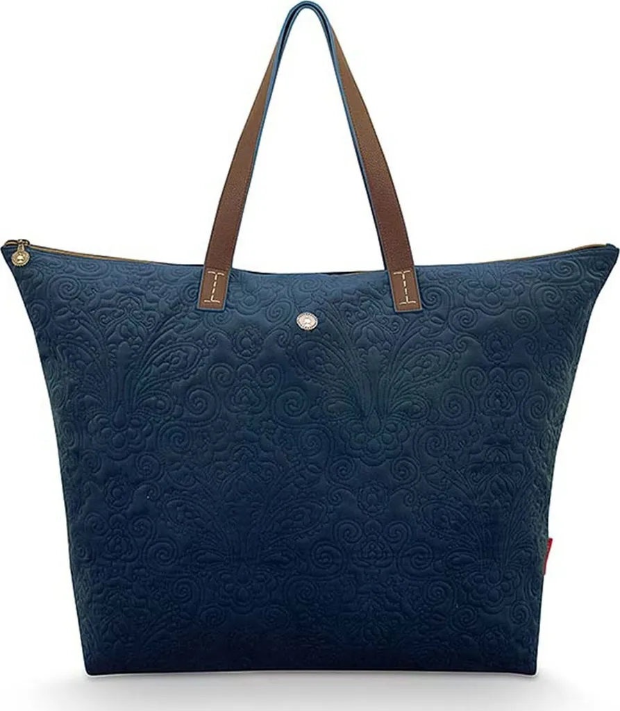 Grand Sac de Voyage Bleu Marine Velours Matelassé Pip Studio 45 Litres
