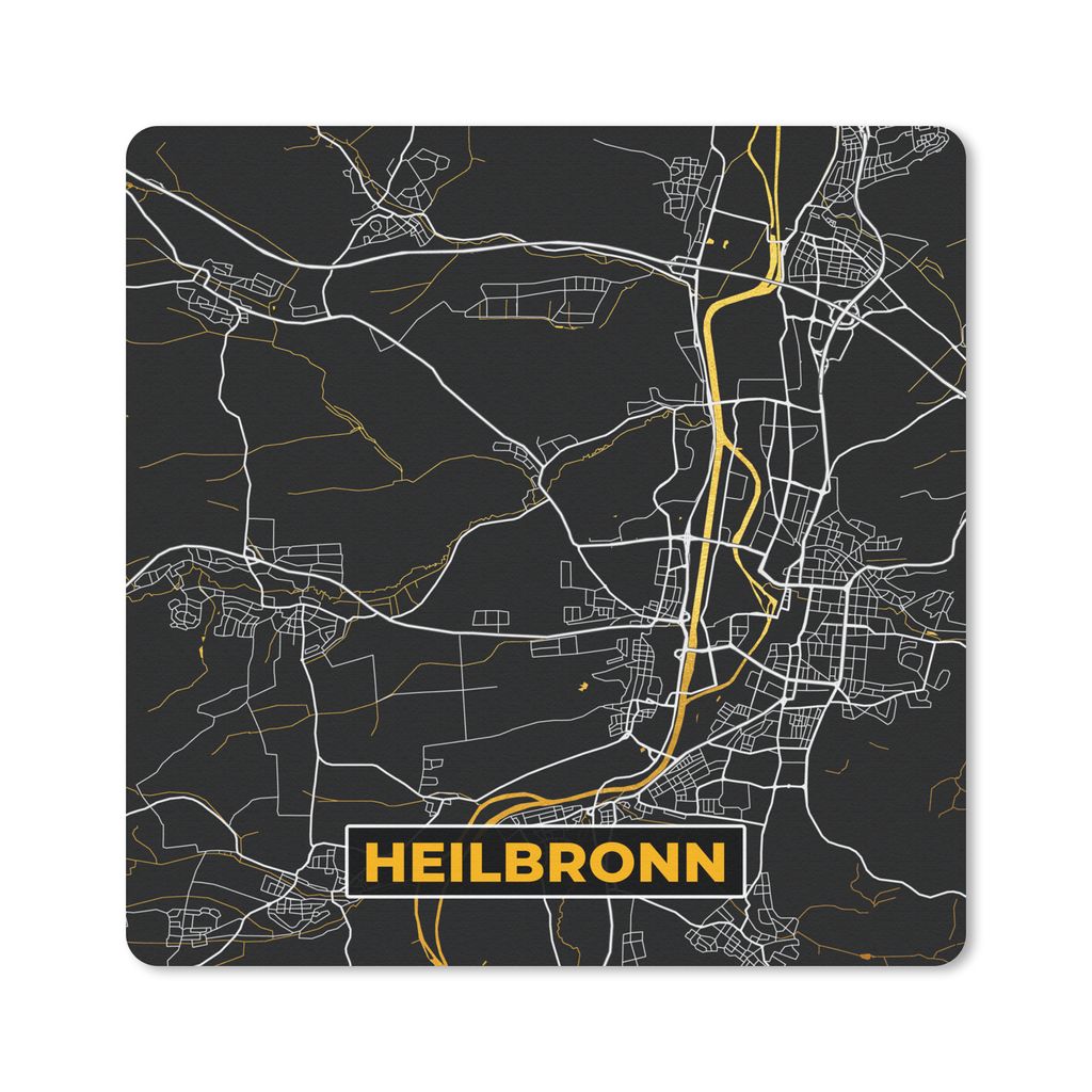 MuchoWow Mauspad Mousepad Heilbronn - Stadtplan - Karte - Deutschland - Gold 30x30 cm - Mousepads - Maus Mat - Pad - Mausunterlage - Gaming