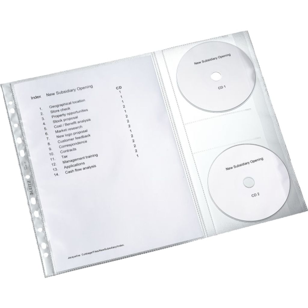 LEITZ Prospekthülle mit CD Klappe A4 PP genarbt 0,12 mm Inhalt: 5 Stück