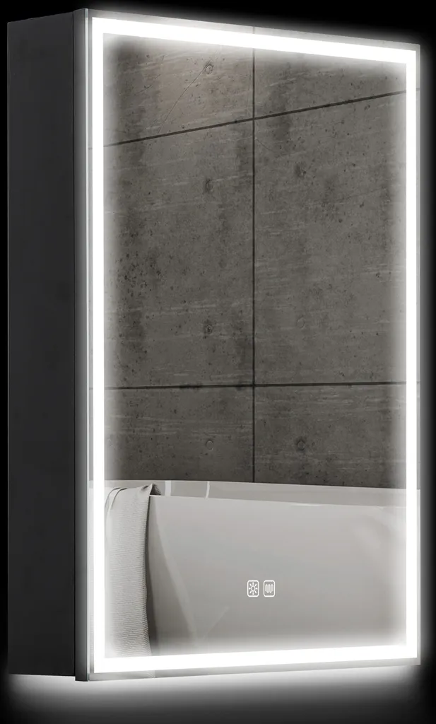 Miroir de salle de bain avec rangement et prise rasoir intégrée