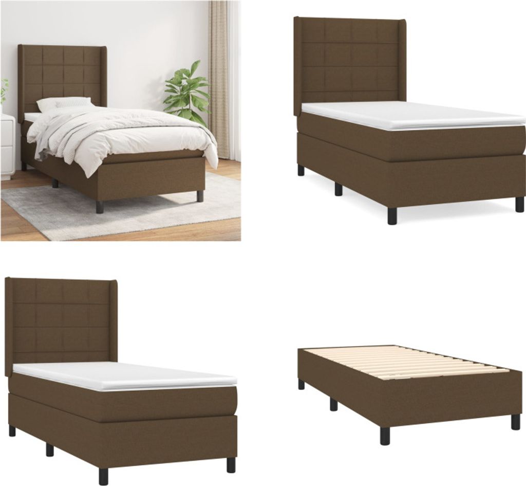 vidaXL Boxspringbett mit Matratze Dunkelbraun 100x200 cm Stoff - Boxspringbett - Boxspringbetten - Bett - Schlafzimmermöbel