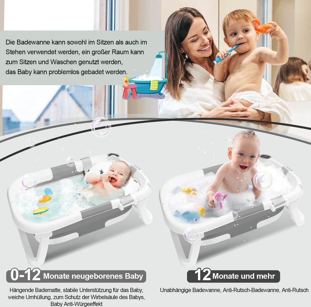 Jopassy Baby Badewanne Babywanne Kinder Faltbare klappbar Produktbild 5