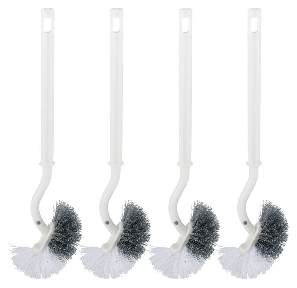 4-teiliges Toilettenbürsten-Set mit Randreiniger, gebogener Toilettenbürste mit langem Griff und Tiefenreinigung für schwer zugängliche Ecken.