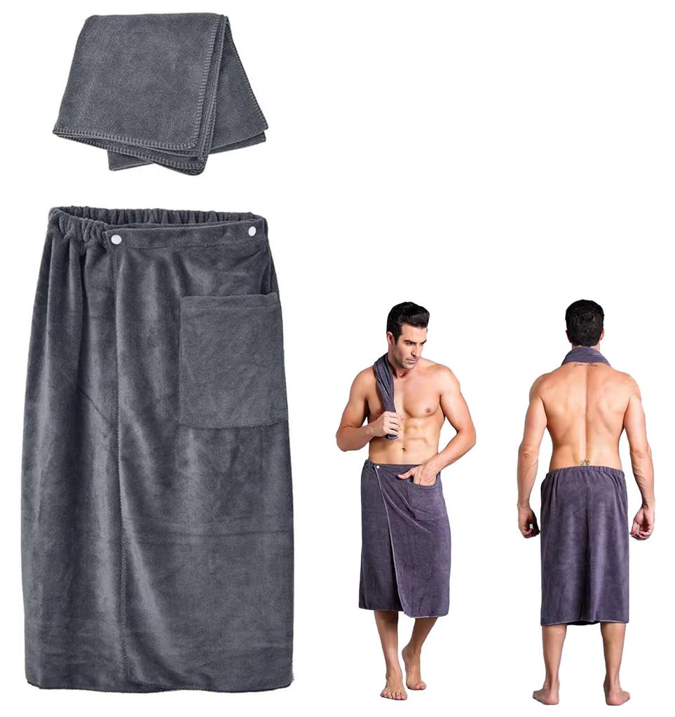 MODFU Saunatücher Herren Saunakilt Grau 70x140 cm, Produktbild 