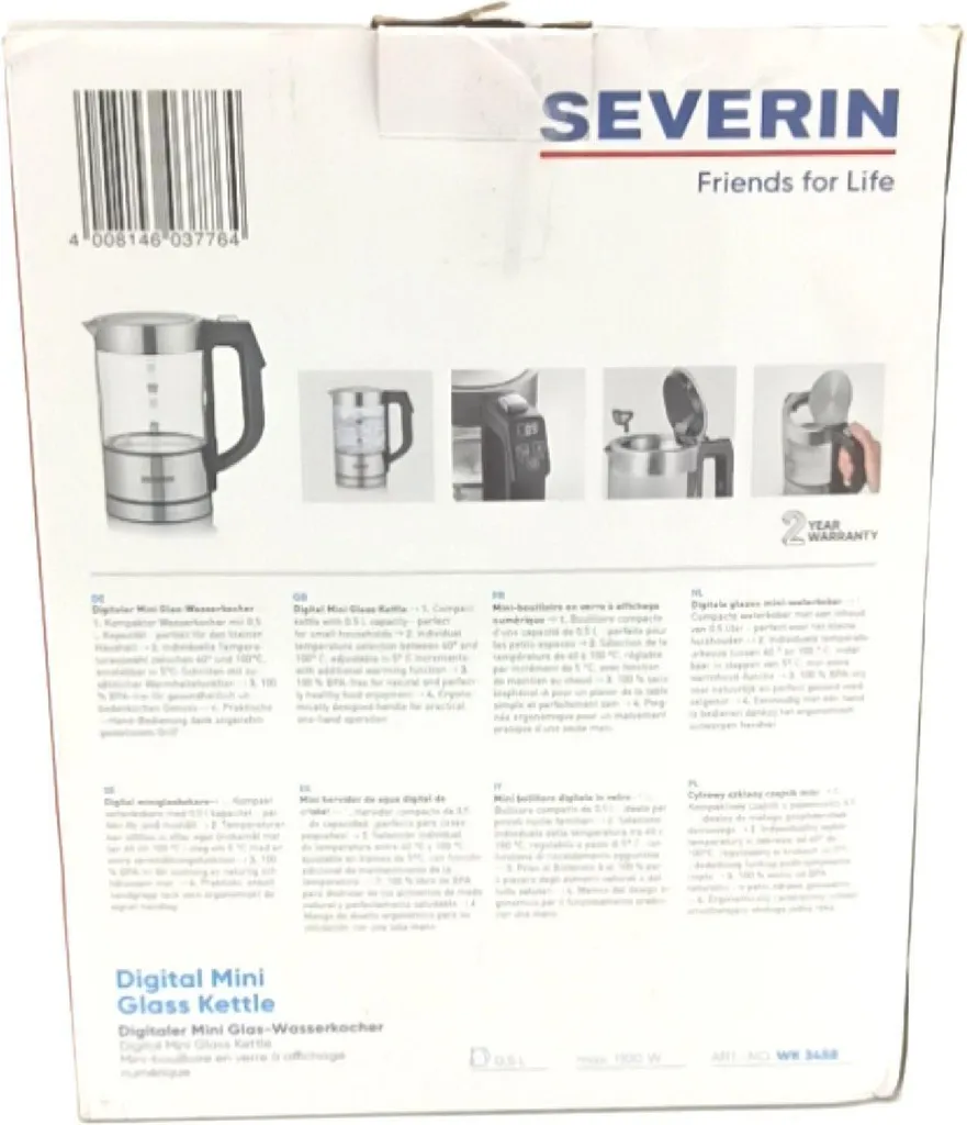 Bouilloire SEVERIN WK 3458 Anti-Calcaire : Eau Pure et Chauffe Ultra Rapide - 16