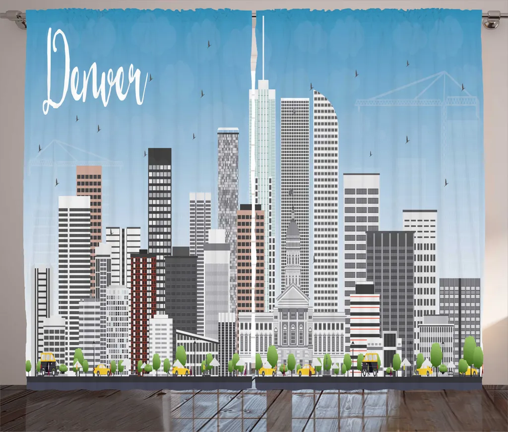 Rideaux de Salon Imprimés Skyline Moderne Denver - 280x225 cm Universel