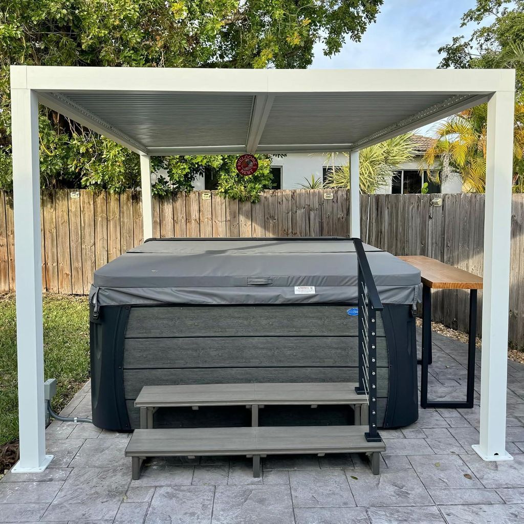 PURPLE LEAF Pergola 3x4,25m Wasserdicht Winterfest, Aluminium Pavillon mit Verstellbarem Lamellendach, Wei?
