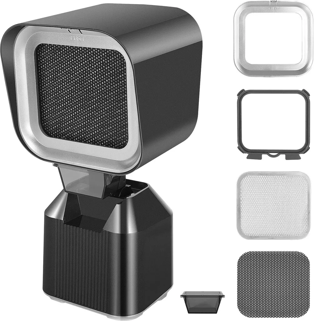 Hotte de cuisine portable grise avec filtre amovible et 2 vitesses