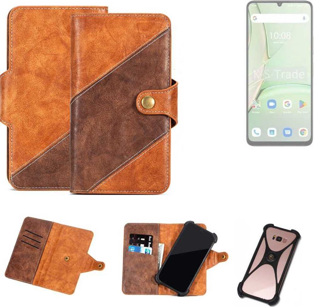 K-S-Trade Handyhülle Schutzhülle Bookstyle Case Wallet-Case kompatibel mit UMIDIGI G9T Cover Klapphülle Kantenschutz Smartphone dunkelbraun braun