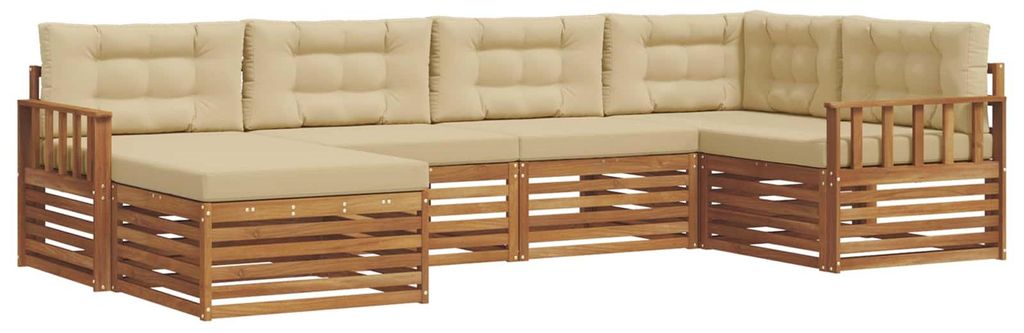 vidaXL Outdoor-Sofagarnitur mit Kissen 6 pcs Natur und Beige