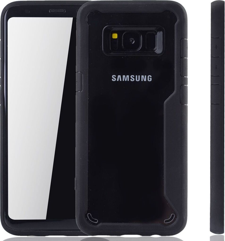 Schwarze Premium Samsung Galaxy S8 Plus Hybrid-Editon Hülle | Unterstützt Kabelloses Laden | aus edlem Acryl mit weichem Silikonrand Schwarz