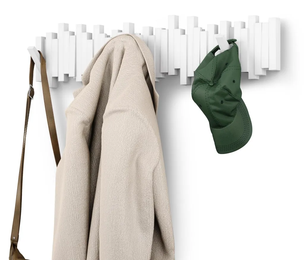 Portemanteau sur pied moderne blanc à 8 patères mobiles pour le hall