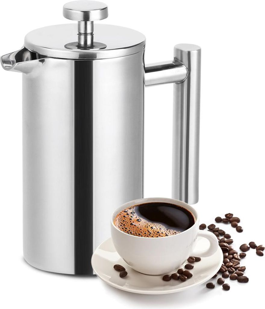 350ml Double Deck Edelstahl Presse Kaffeemaschine Thermisch isoliert Kaffee Tee Kanne Wasserkocher
