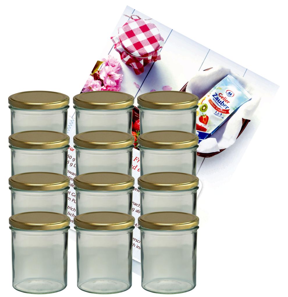 12er Set Sturzglas 350ml Marmeladenglas Einmachglas Produktbild 