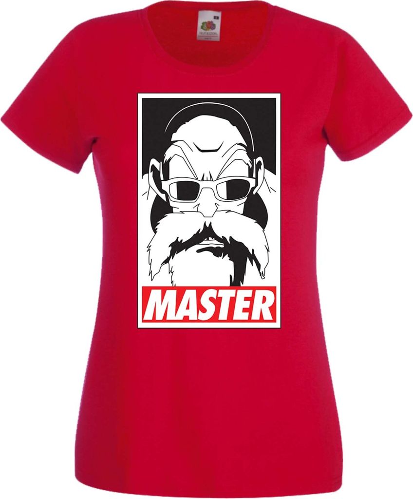 Damen T-Shirt Anime Manga Dragon Anime Manga Ball Z Master Roshi 01 Master Roshi, Lady 2XL / Rot