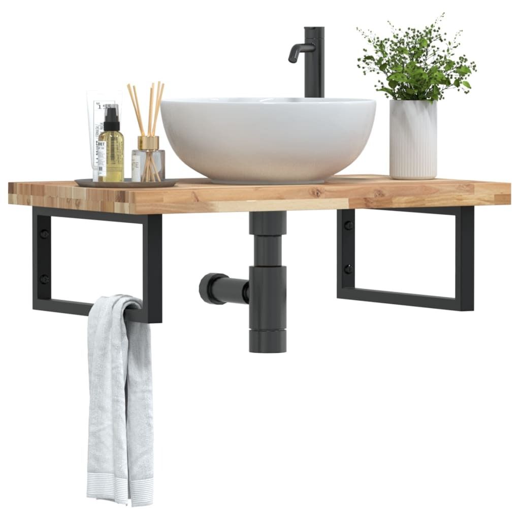 "2026 Promotion" Waschbeckenregal Wandmontage - Badregal - Stahl und Akazienholz - Badezimmer CC16249