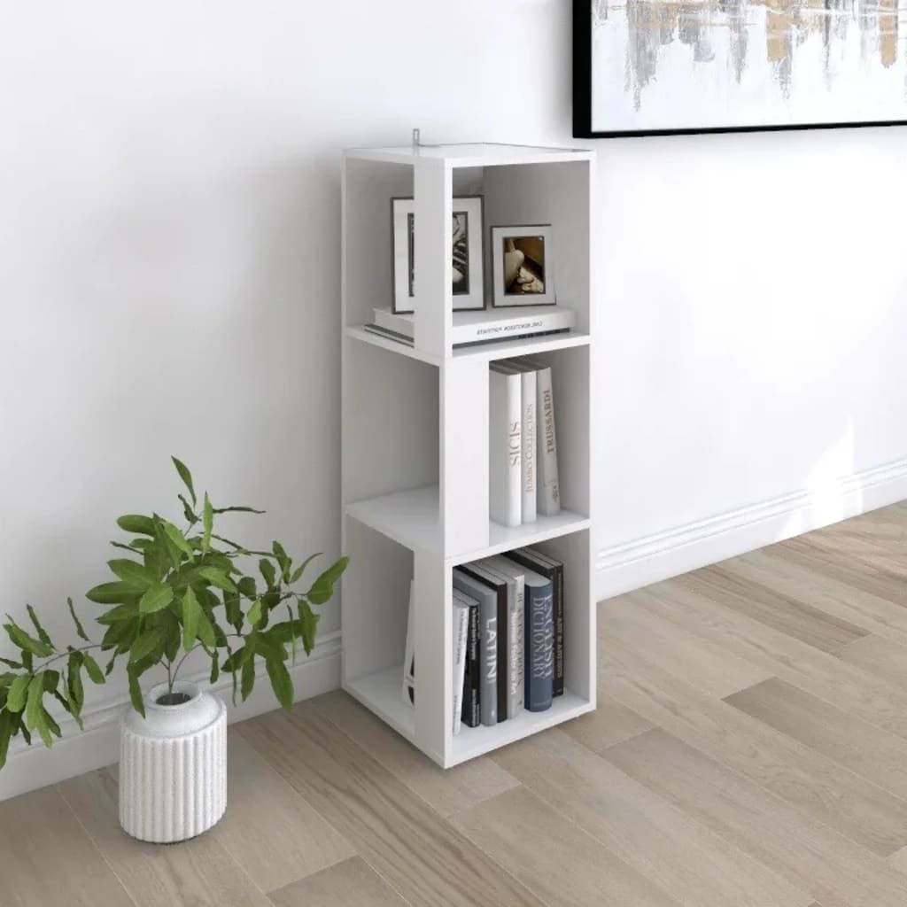Rohový regál bílý 33x33x100 cm Dřevěný materiál Obrázek produktu 