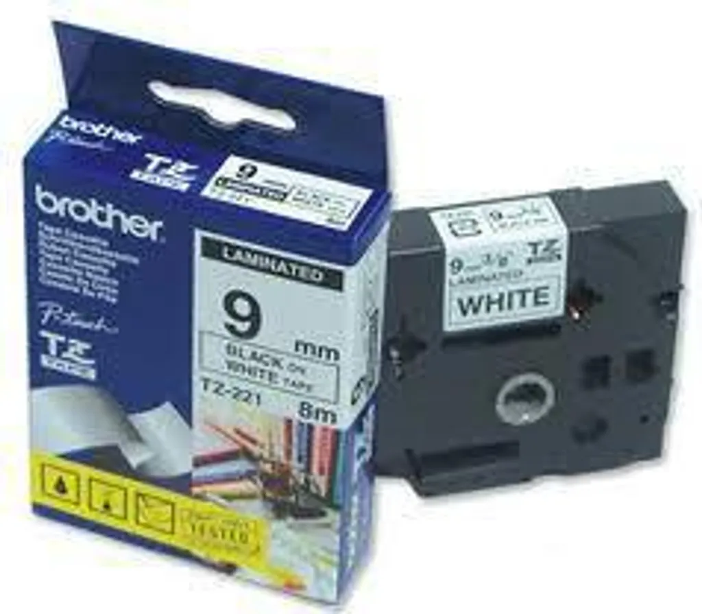 Ruban adhésif P-Touch Brother anti-décollement noir sur blanc 12mm