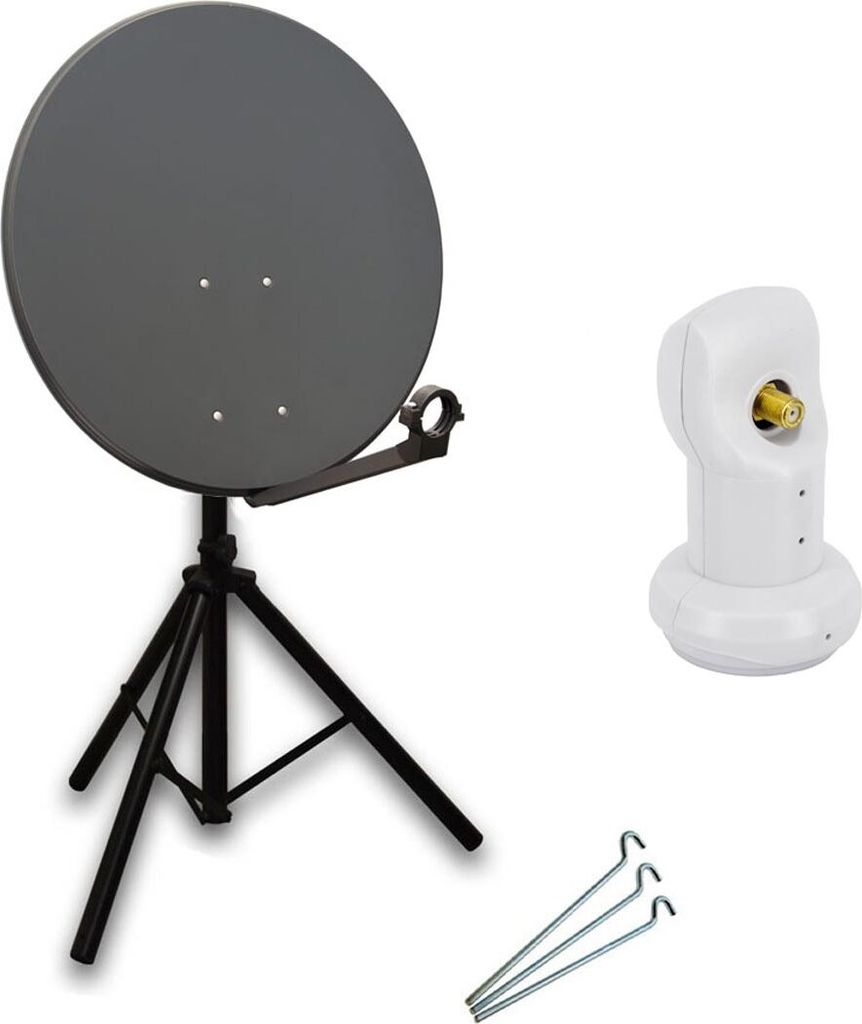 PremiumX Camping SAT Anlage 80cm Antenne Single LNB Dreibein Stativ