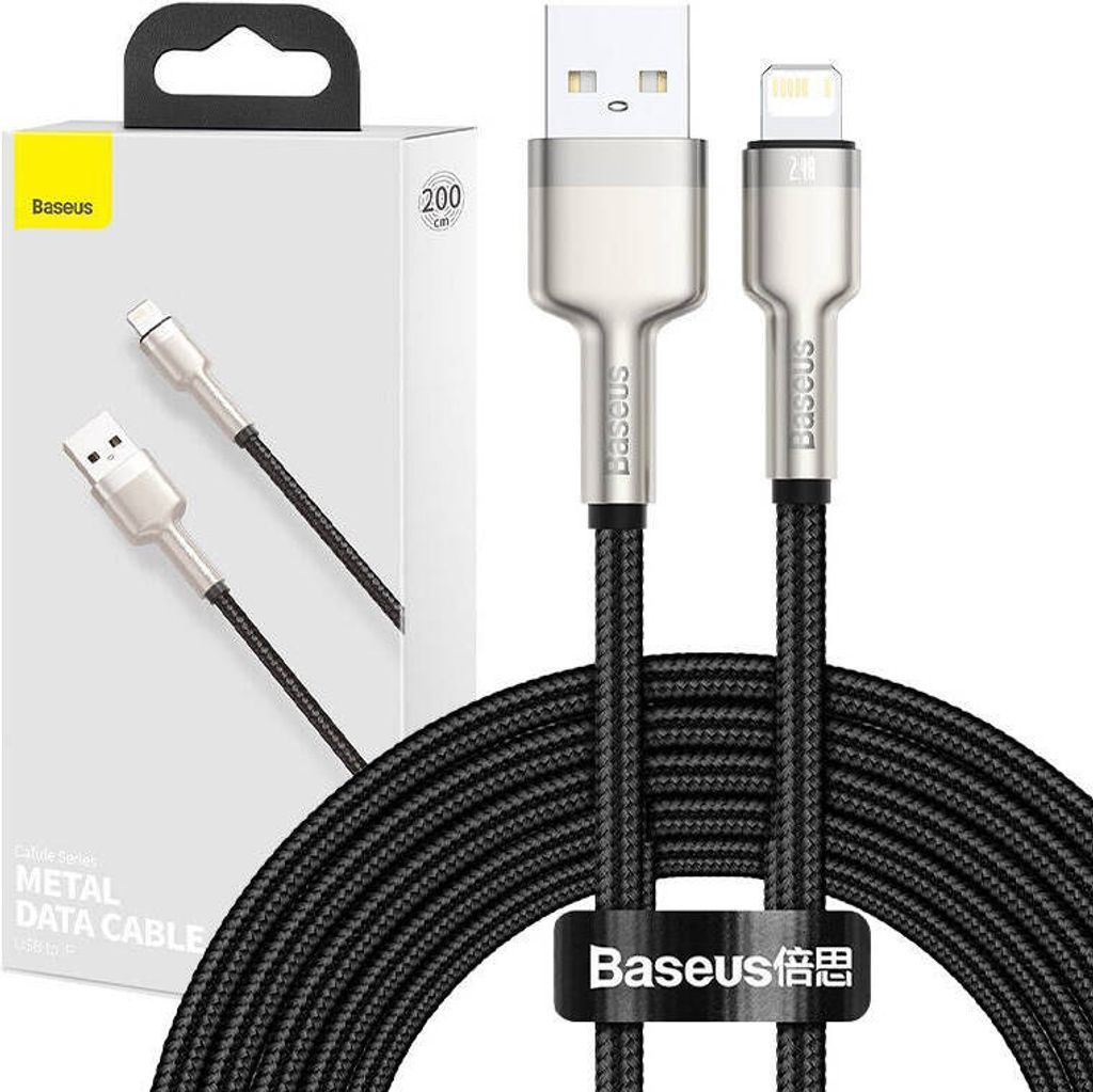 Baseus Cafule USB-zu-Lightning-Ladekabel, 2,4 A Schwarz, 2 m