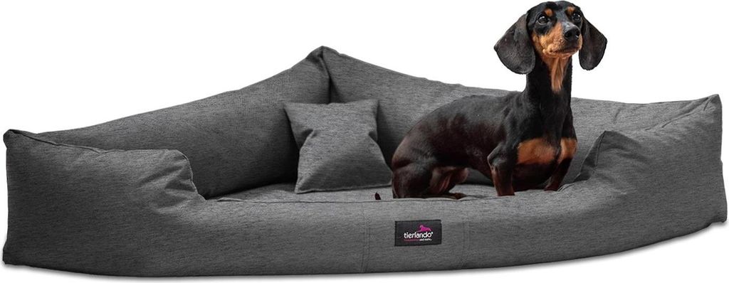 tierlando TRIVIA | Orthopädisches Eckhundebett Polyester Hundebett Dreieckbett - Größe: 120x120cm | Farbe: 99 Dunkelgrau Meliert
