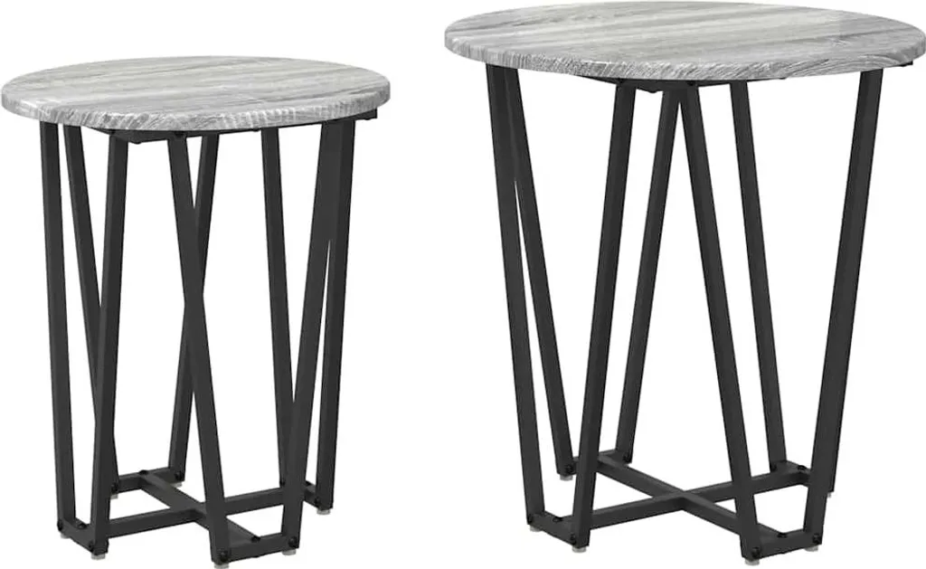 SYFAX™ Set 2 Tavolini Salotto Industrial | Grigio Sonoma e Metallo