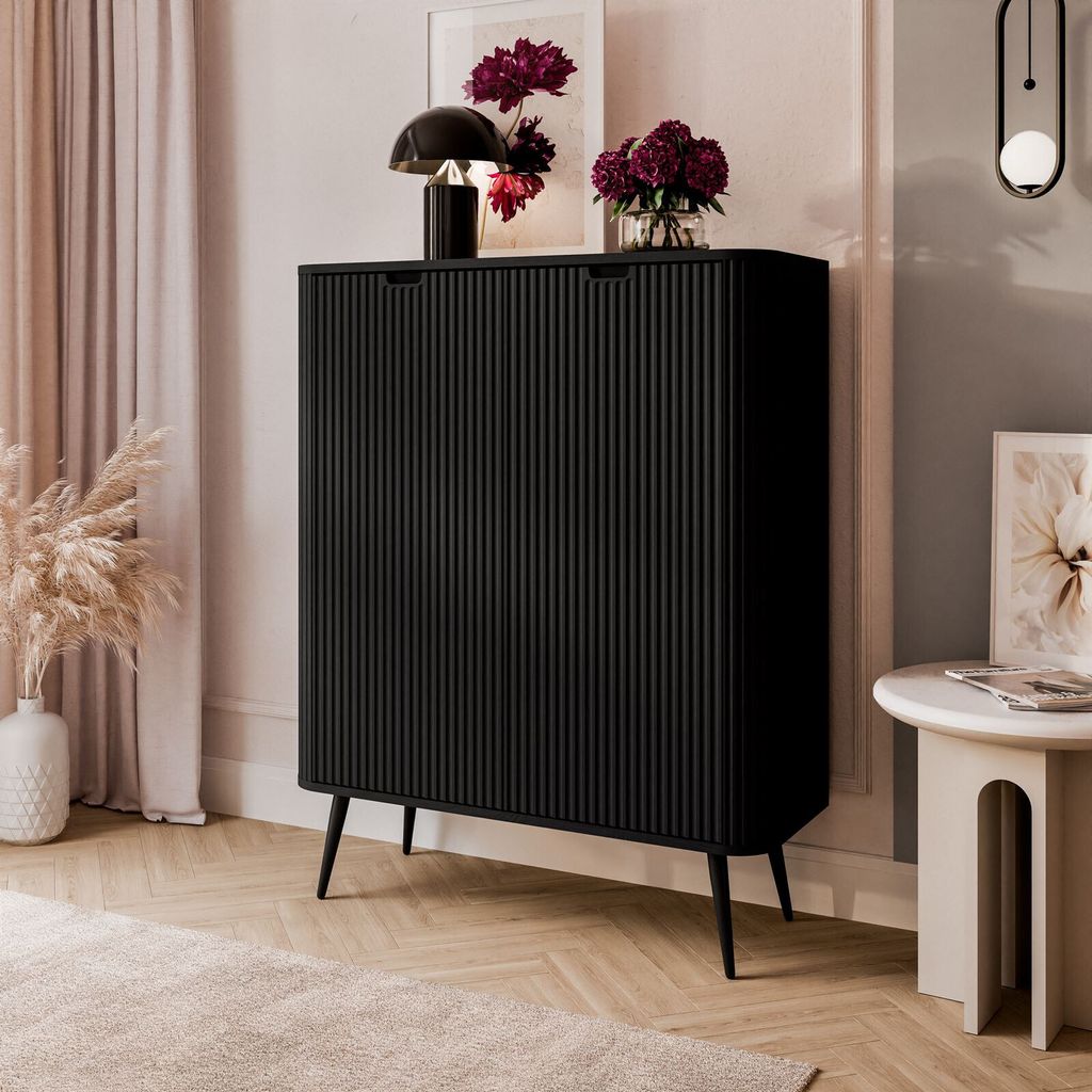 Zweitürige Kommode ZAIRA K103 schwarz, schwarze Füße