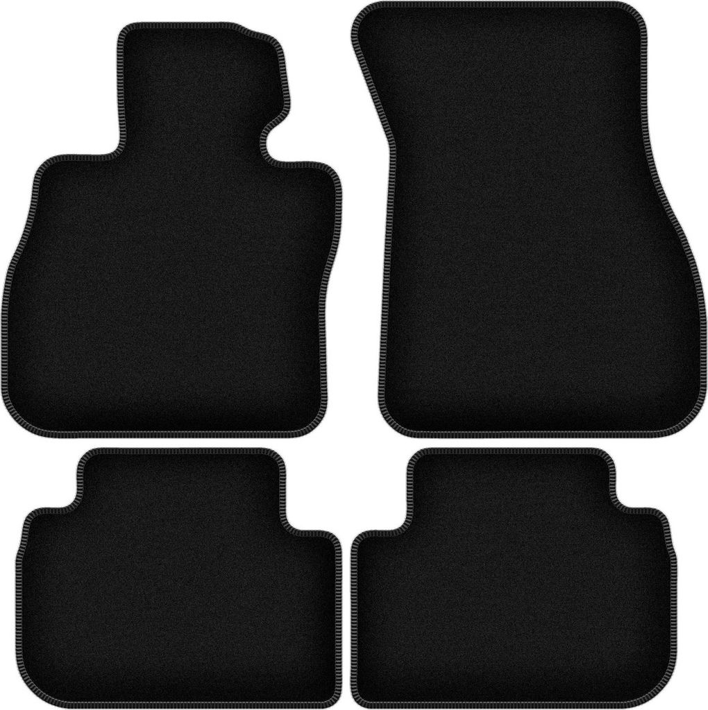 Wielganizator Velours-Autoteppiche – passend für BMW 1 F40 (Schrägheck, Bj. 2019-) – schwarz, passgenau, mit Befestigungen set 4 Stk.