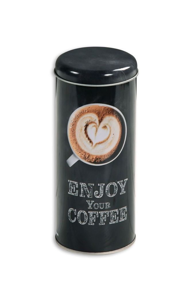 Stylische schwarze Kaffeedose für Pads mit Produktbild 