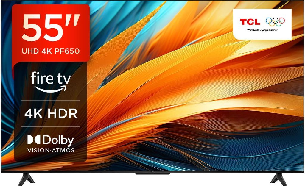 TCL 55PF650 55-Zoll 4K Ultra HD, HDR TV, Smart LED Fire TV (Dolby Vision, Dolby Atmos, DTS, HDR 10, Alexa integriert, Airplay2, Miracast)