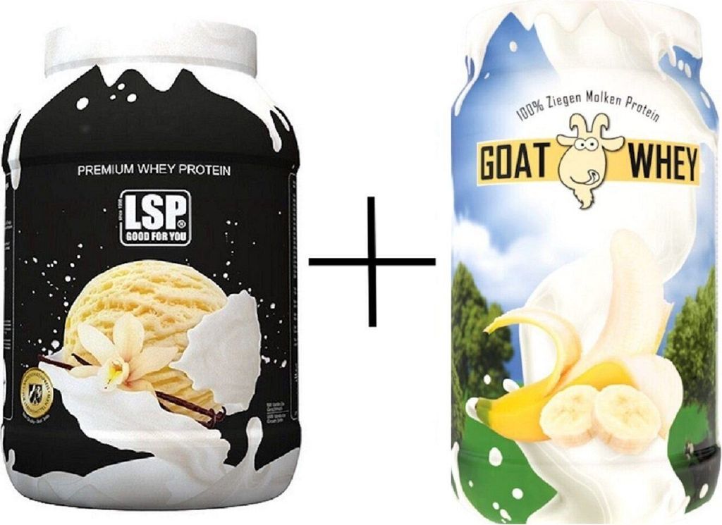 LSP Premium Whey Protein(1.800g),VanilleIceCream+GOATWHEY(600g)Banane, PULVER
