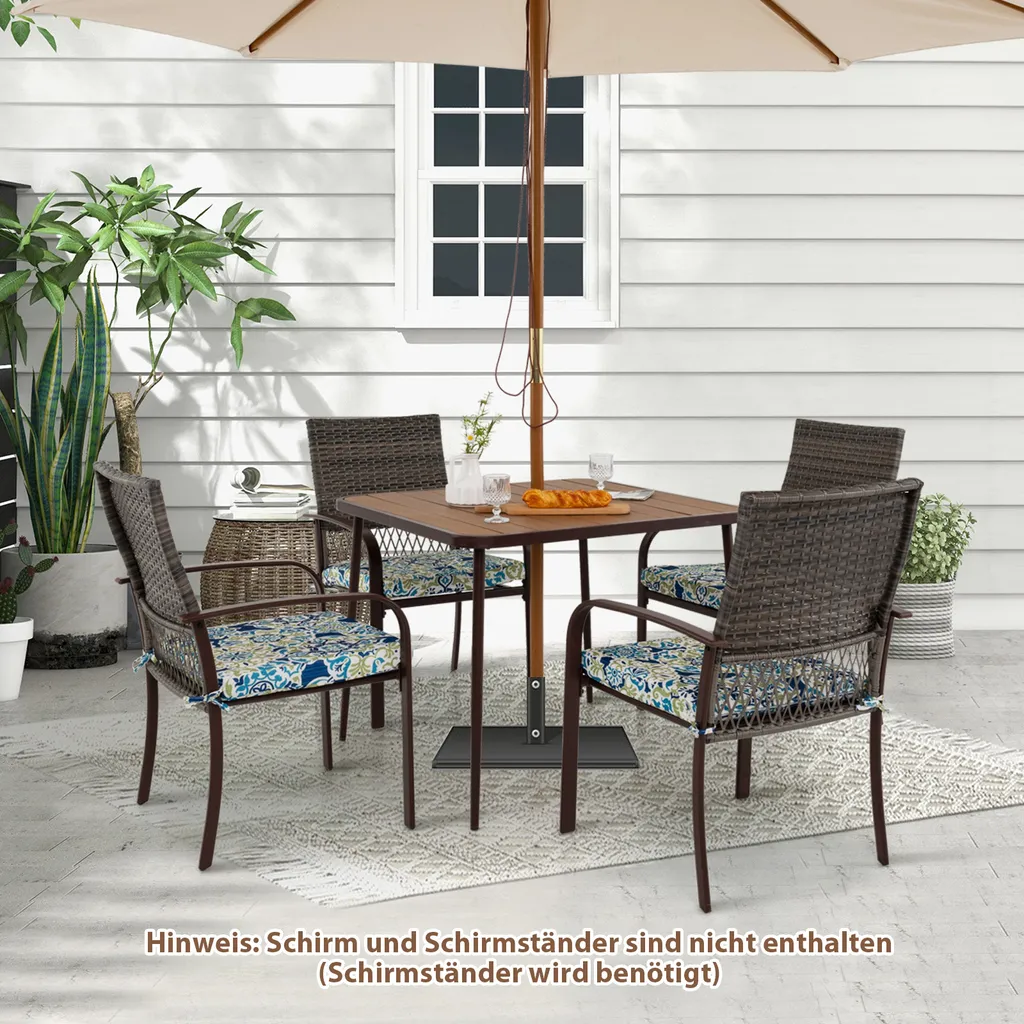 Ensemble Repas Extérieur pour Terrasse avec 4 Chaises et Table Ronde - 2