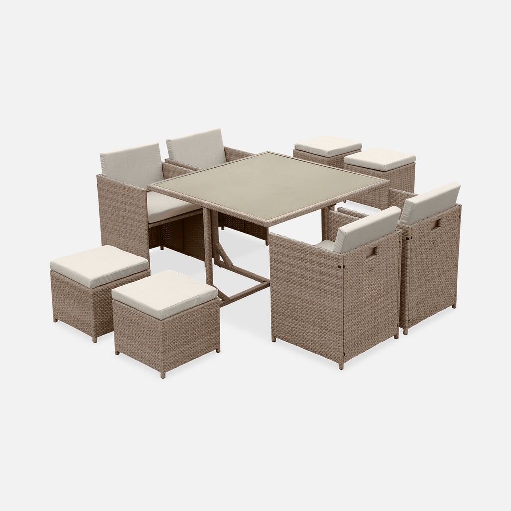 sweeek - Lounge-Set 4 - 8 Plätze - kompakt verstaubar - Beige