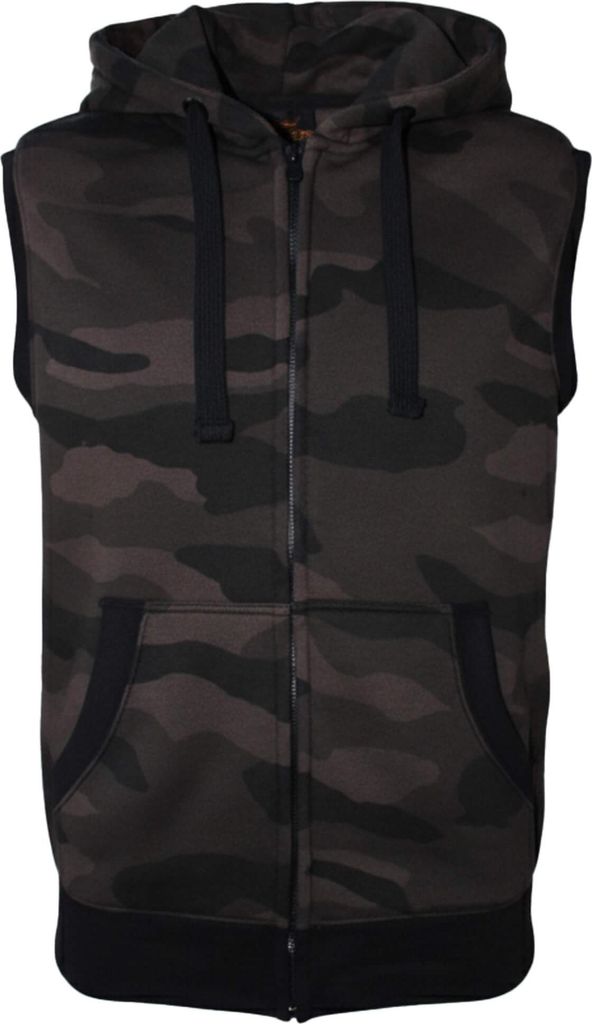 ROCK-IT Apparel Herren Hoodie Weste Ärmellos – Premium Kapuzenjacke mit Reißverschluss für Sport & Freizeit XL Dark Camo