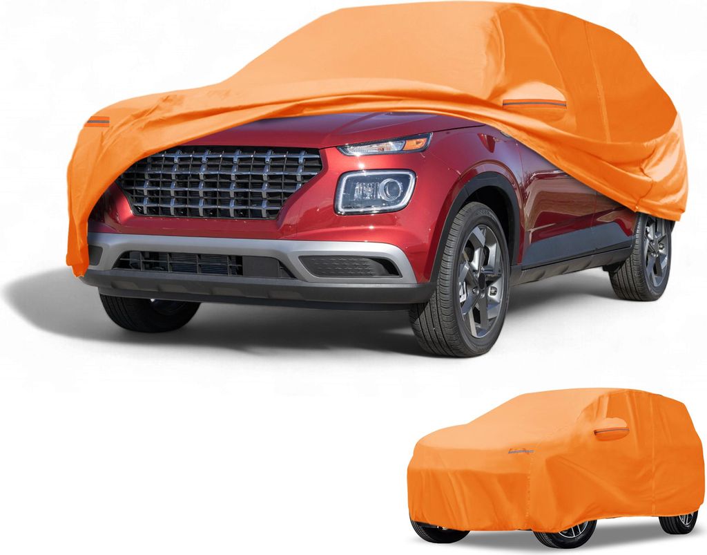 Autoabdeckung Wasserdicht Alle Wetter Automobil Au?en Anti-UV Sonne Regen Schutz Vollst?ndige Au?enabdeckung fš¹r Hyundai Venue 210D-PU Orange mi...