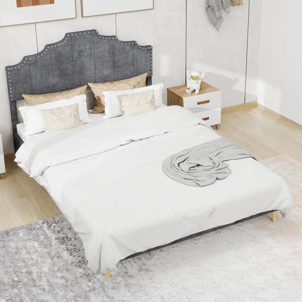 Lit pour jeunes 160x200 gris, idéal pour studio ou chambre moderne
