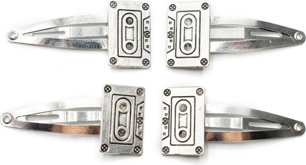 Kassette Tape 4er Set Haarspangen Haarklammern Miniblings Musikkassette silber